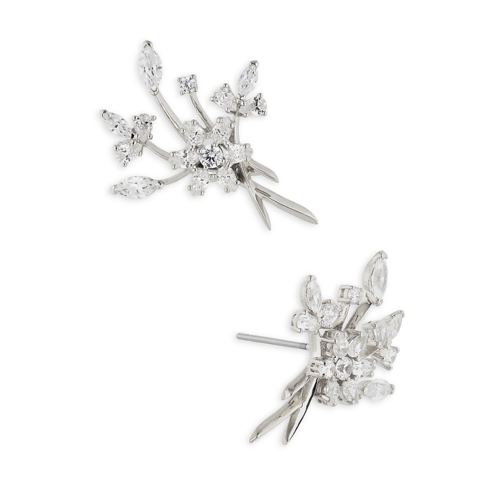 Nadri Wildflower Bouquet CZ stud earrings in Silver,
NWT